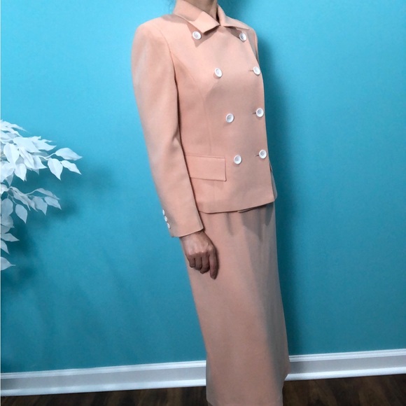 100% Wool Women Double Breasted Suit Set/Peachy Color - Picture 2 of 16
